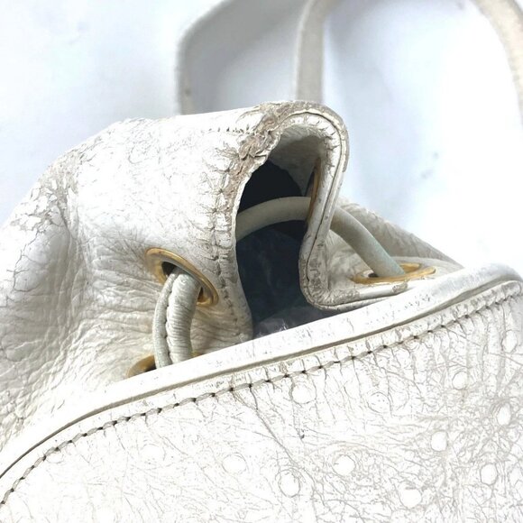 VERSACE vintage Sunburst Backpack Bag Chain Backpack Embossed Leather Ivory/Gold main image 3